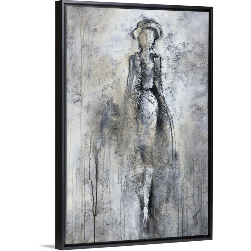 « promenade iii », peinture sur toile, H 49,7 po x l 33,7 po x p 1,75 po, Cadre flottant noir