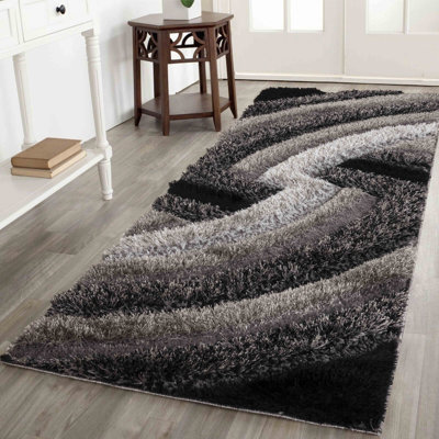 Frio Grey/Black Shaggy Indoor Rug
