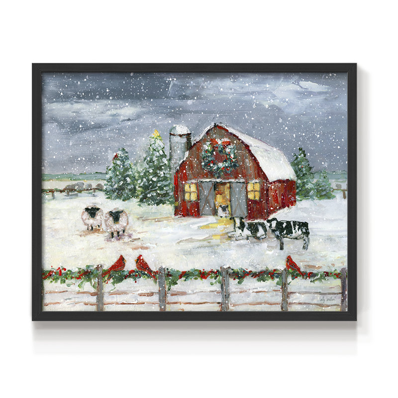 Winter Homestead - Reproduction encadrée - Restickable, H 11 po x l 14 po, Noir, noir, noir, noir