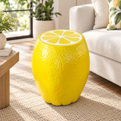 Fiou Lemon Resin Garden Stool Side Table and Plant Stand