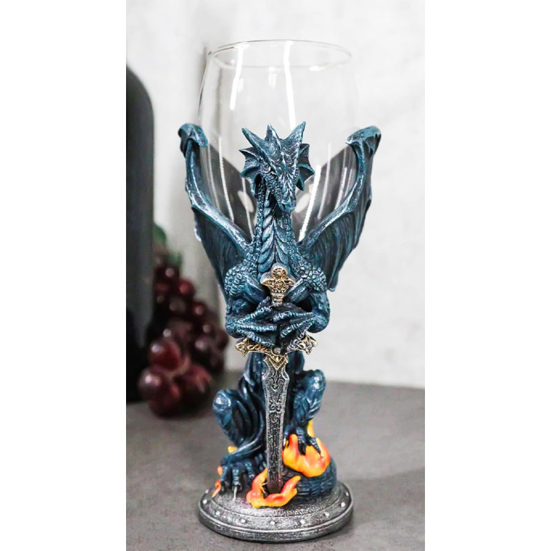 Fantaisie Pays du feu Dragon Excalibur lame épée verre à vin calice