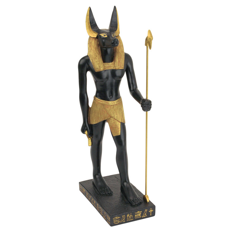 Anubis Black and Gold Resin Egyptian God Statue, 8.5 inches