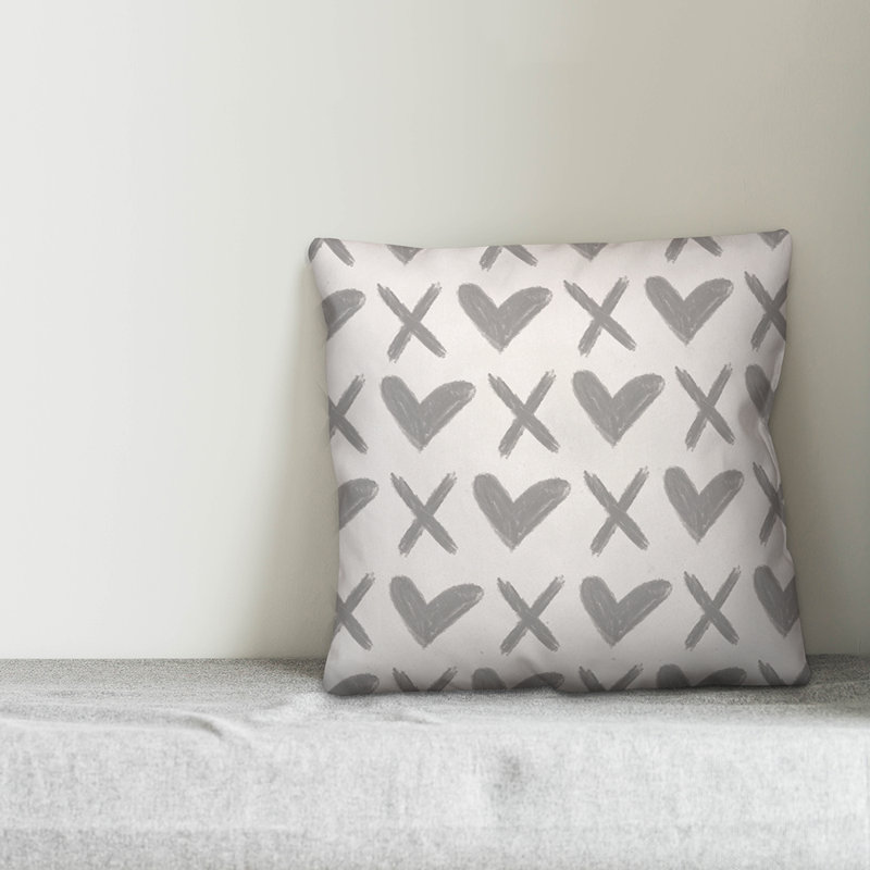 Coussin décoratif XO XO Hearts, H 20 po x l 20 po