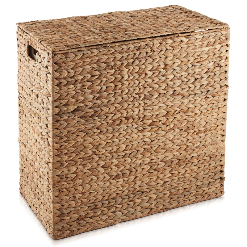 2-Section Laundry Hamper Basket with Removable Liner Bags - Cinnamon Hyacinth, Cinnamon 