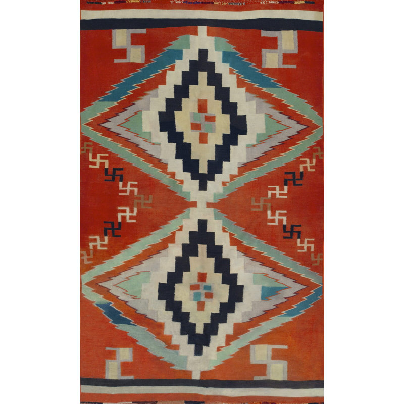 Antique Navajo Small Scatter Size Wool Flat Weave Native American Rug