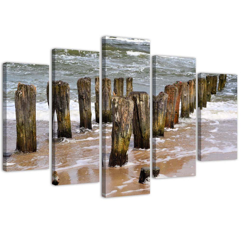 Sea, Beach, Nature - 5 Piece Wrapped Canvas Print, 70cm H x 100cm W