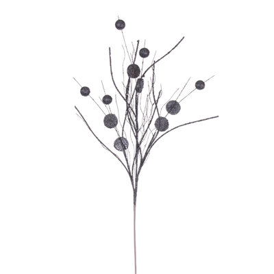 33" Ball and Coin Glitter Twig Spray, 6 per bag.