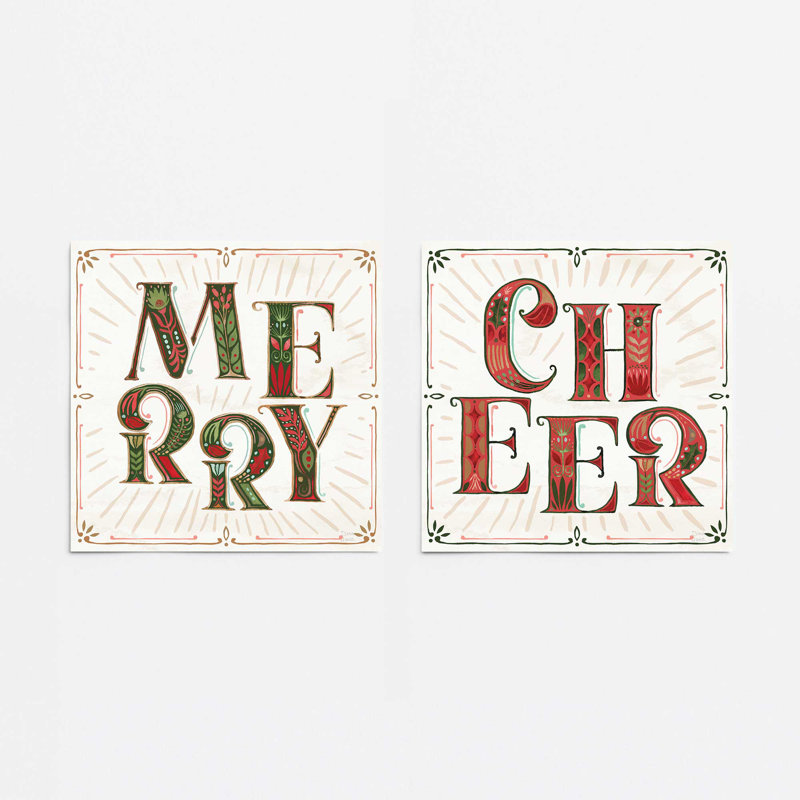 Merry Bright, ensemble de 2 reproductions d'art, 16 po x 16 po, Sans cadre