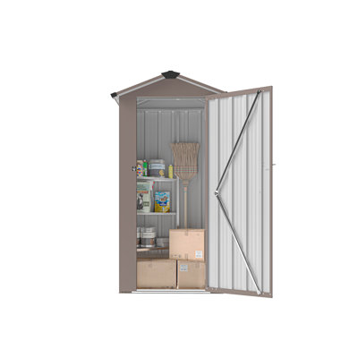 Outdoor Storage Solution: - Rust Galvanized Iron Locker, Waterproof, Lock System, Brown, 50.7Lbs, 2.5*1.4Ft Unit In Construction, With Lock, Smooth Lines, For Gardens And Work Sites,
