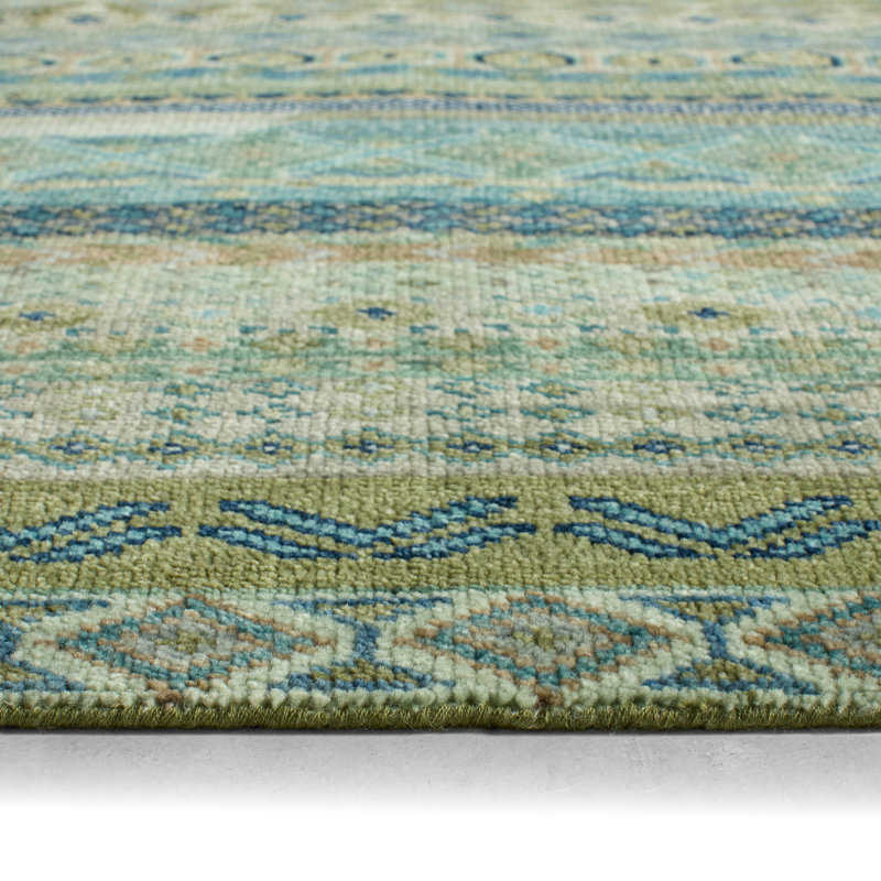 Jaipur Living Nisha LIB15 Handknot Ikat Green/Blue Area Rug (12'X15'), Rectangle 6' x 9'