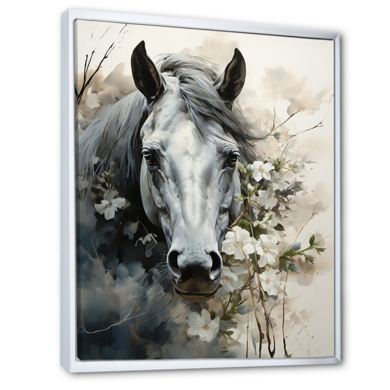Keiosha Asian Art Cow Sumi VII, reproduction d'art sur toile, H 32 po x l 16 po x P 1 po, Cadre flottant blanc