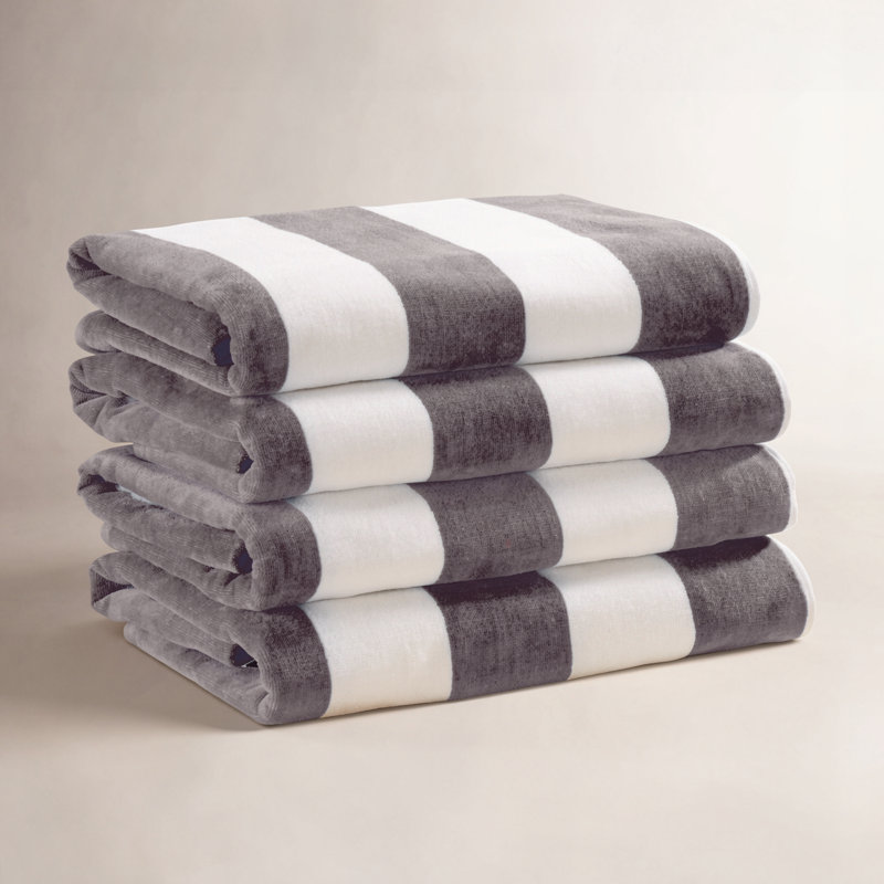 Serviettes de plage 100% coton absorbant et à séchage rapide Cabana, Gris anthracite, Serviette de plage - paquet de 4