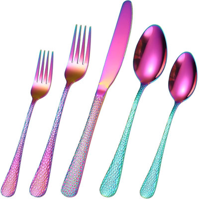 40-Piece Hammered Flatware Set For 8, Stainless Steel Dining Utensils With Elegant Hammered Handles For Everyday Use And Special Occasions