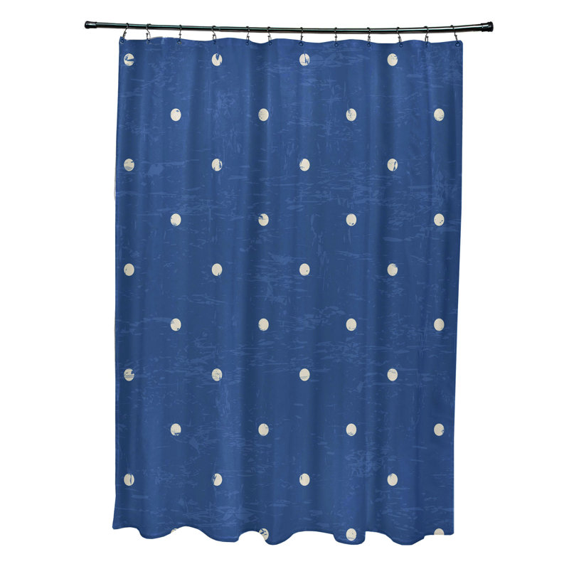 Rideau de douche simple à motif floral Wally, bleu