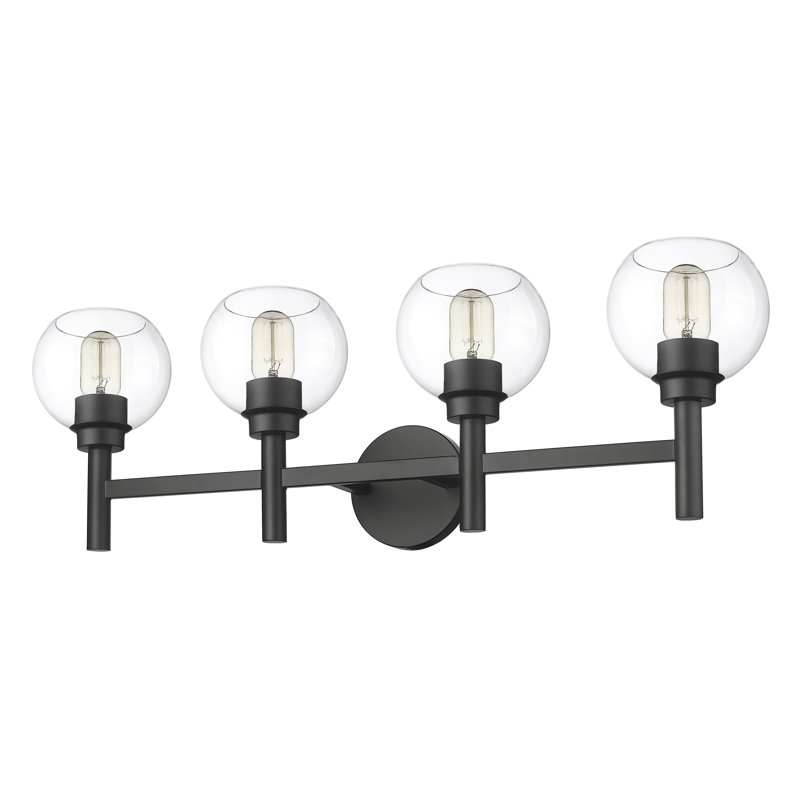 Éclairage pour meuble-lavabo à 4 lumières Ashrit, Noir mat