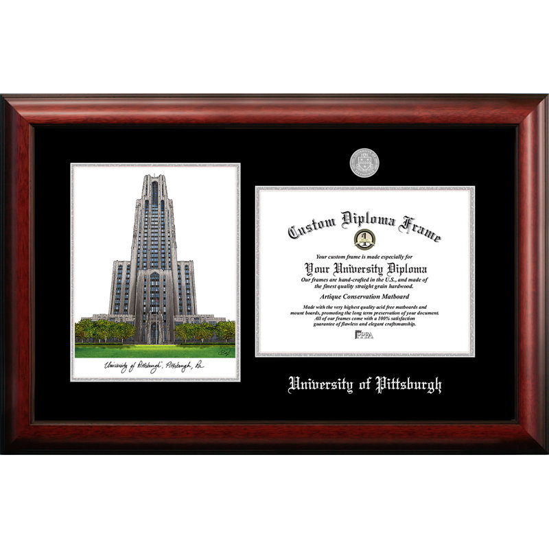 Cadre photo avec diplôme Orofino University of Pittsburgh, 11 po x 8,5 po, Acajou