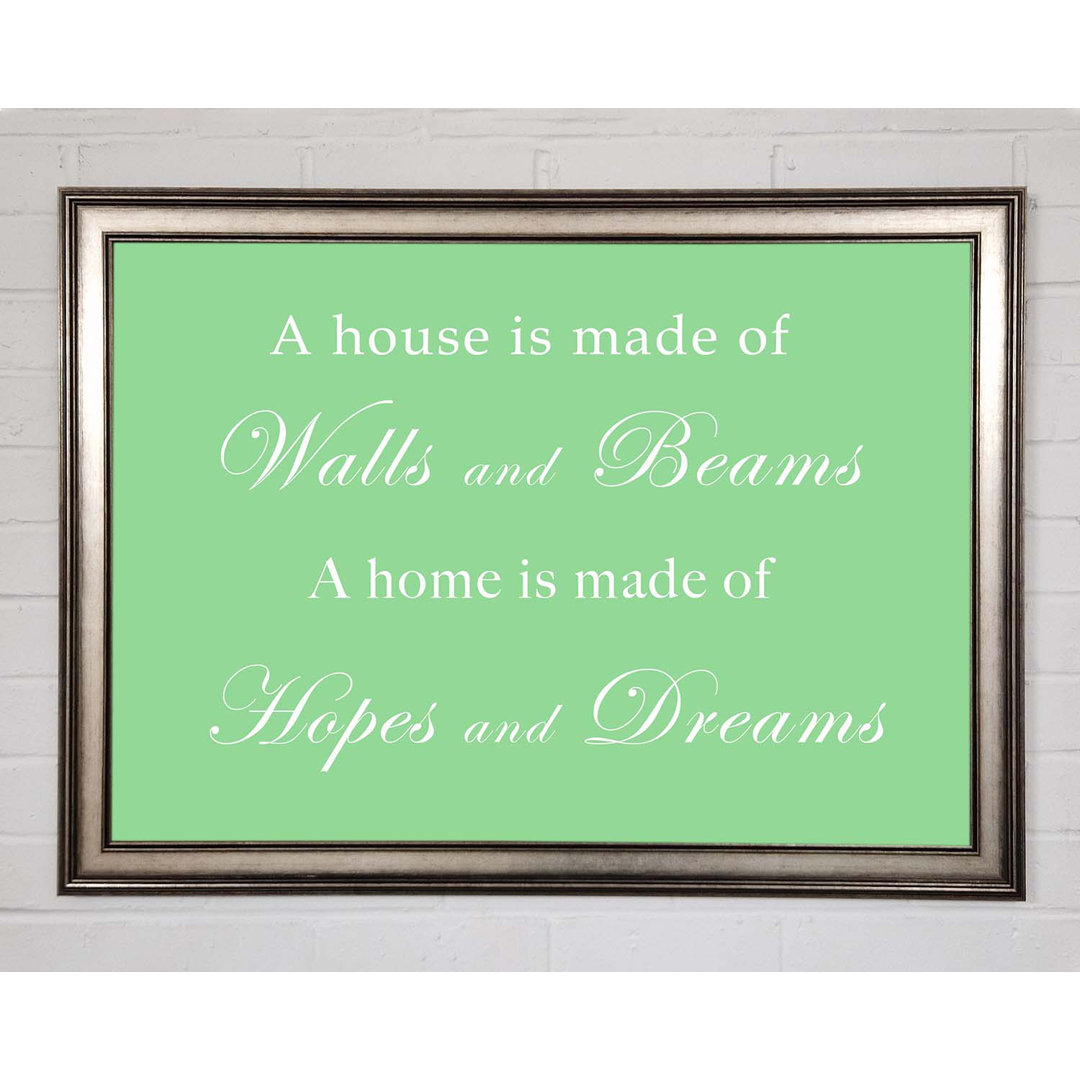 Gerahmtes Poster Home Quote Walls N Beams Hopes N Dreams Green