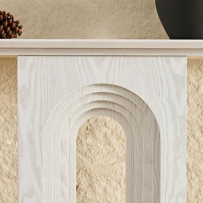 Console moderne et étroite avec un design bouclé unique pour l'entrée du couloir, Blanc