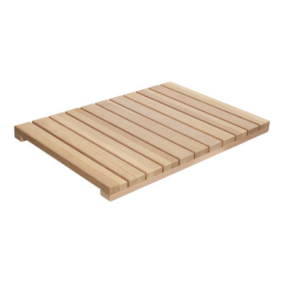 Cedar Wood Shower Mat, Non-Slip Slatted Bath Mat with Rubber Feet, 24" x 16", Indoor/Outdoor