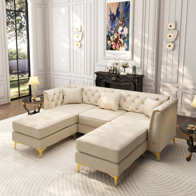 Canapé Chesterfield modulaire 3 places avec capitonnage à boutons fait à la main