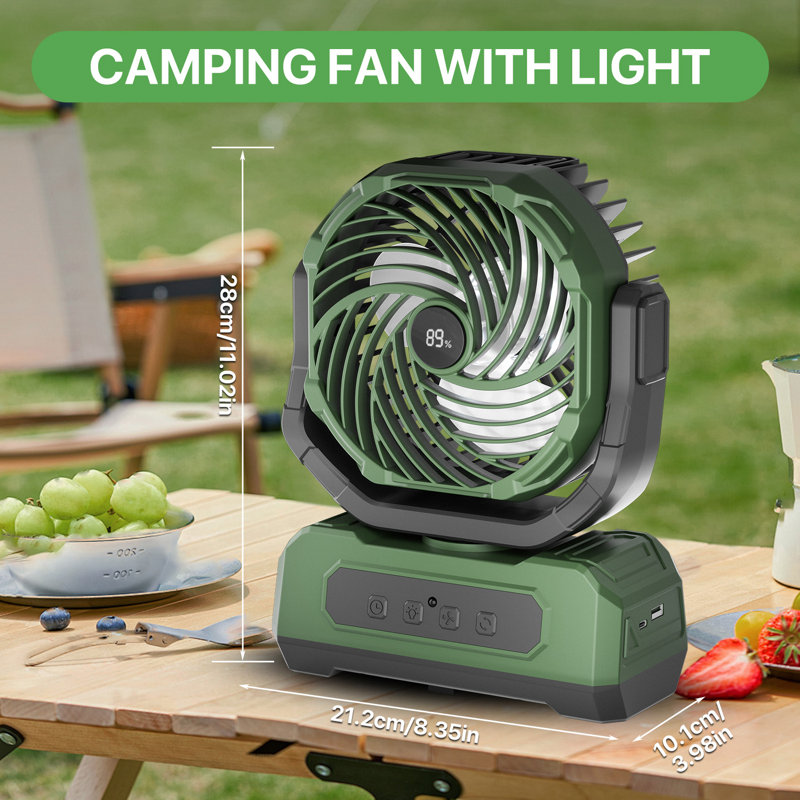 Ventilateur portatif 2-en-1 et lumière RVB, Vert