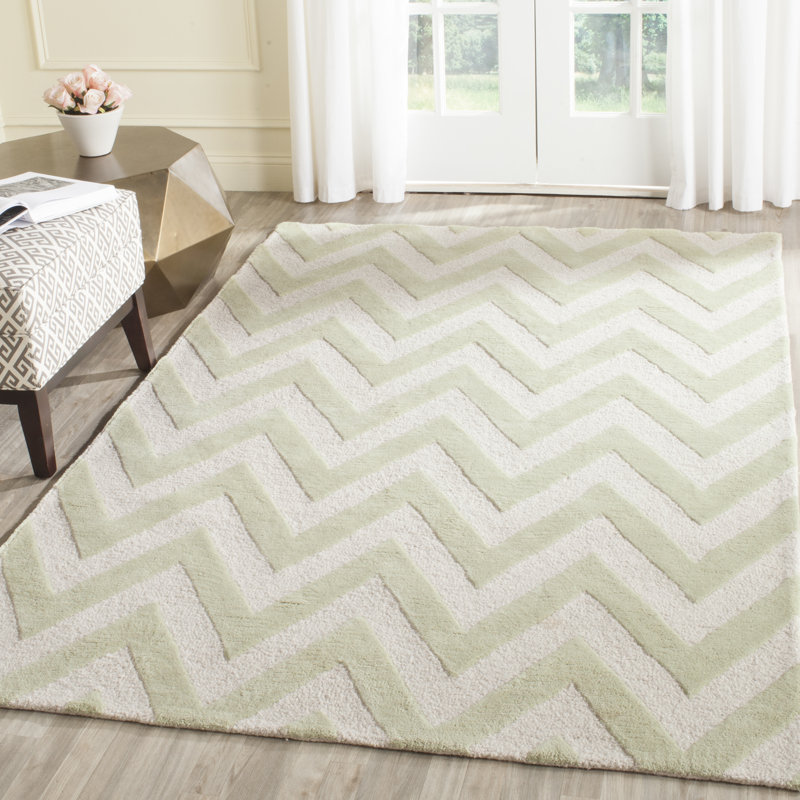 Sanyla Hand Tufted Wool Chevron Rug, Rectangle 8' x 10'