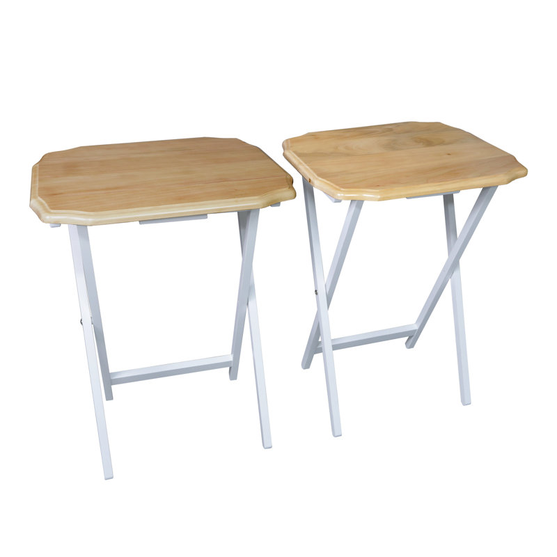 Ensemble de 2 tables-plateaux Medallion - naturel / blanc