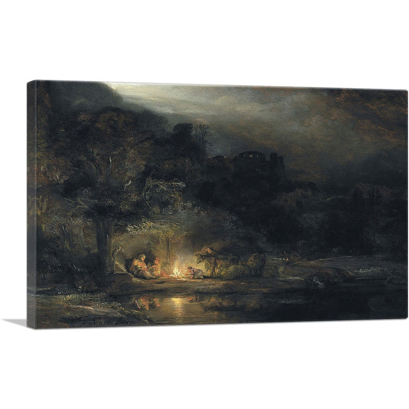 Le repos sur la fuite en Égypte 1647 par Rembrandt van Rijn - reproduction d'art sur toile tendue
