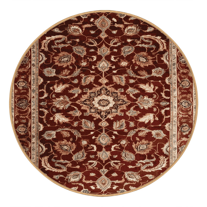 Tapis brun lavable à la machine, Rond 4 pi