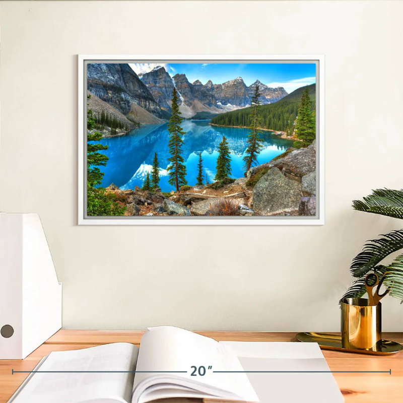 Moraine à Banff, Cadre flottant blanc, 13 po x 9 po