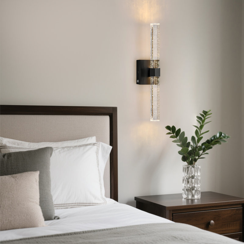 Applique murale rechargeable en cristal à DEL avec télécommande incluse, Noir mat