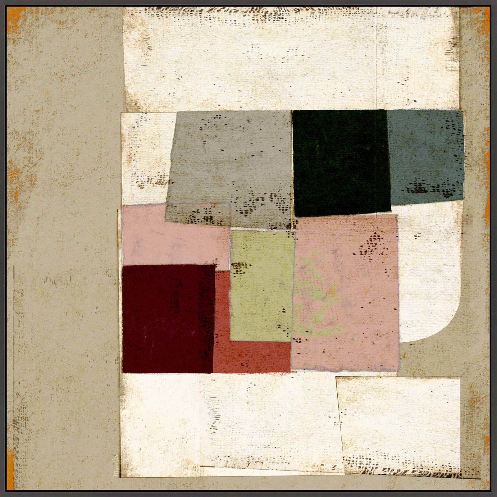 Patchwork 1 by Marco Marella for Studio M - Framed Wall Art, 36" H x 36" W, Canvas, Black
