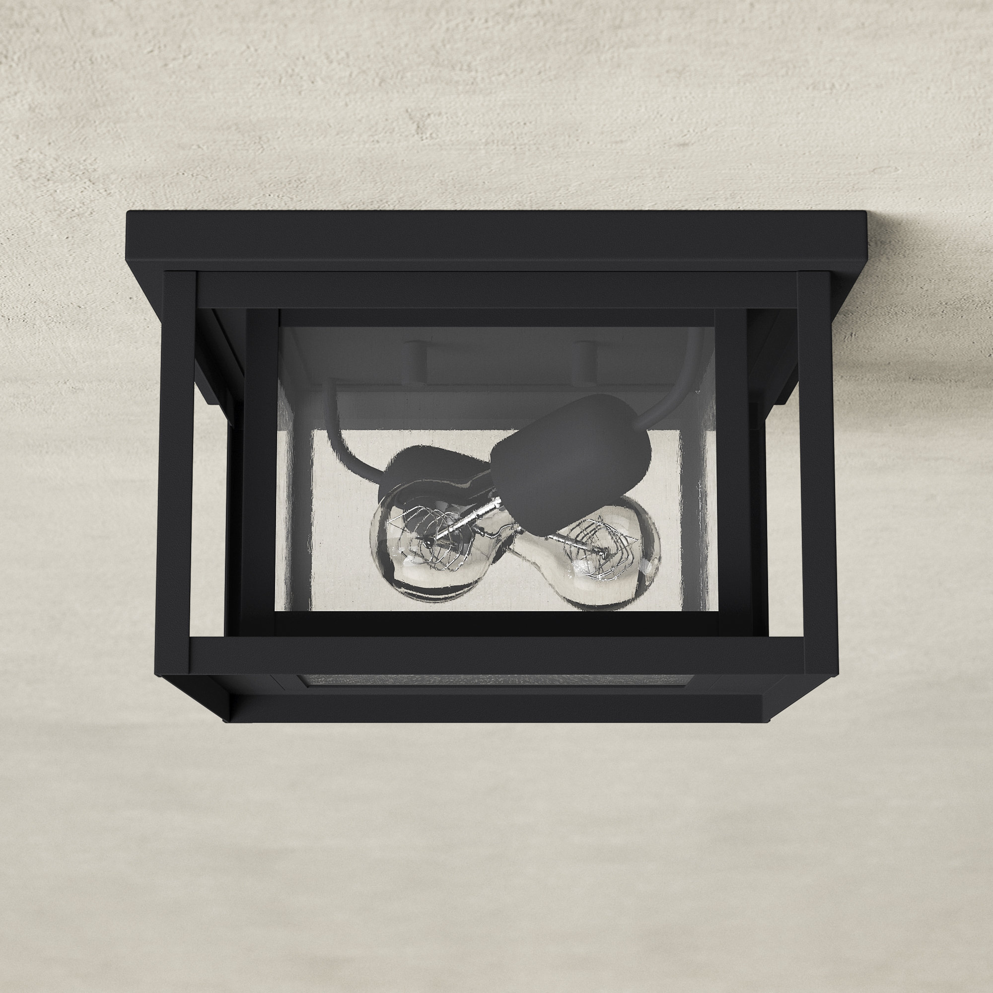 Vermont Seeded Square Outdoor Flush Mount, Black