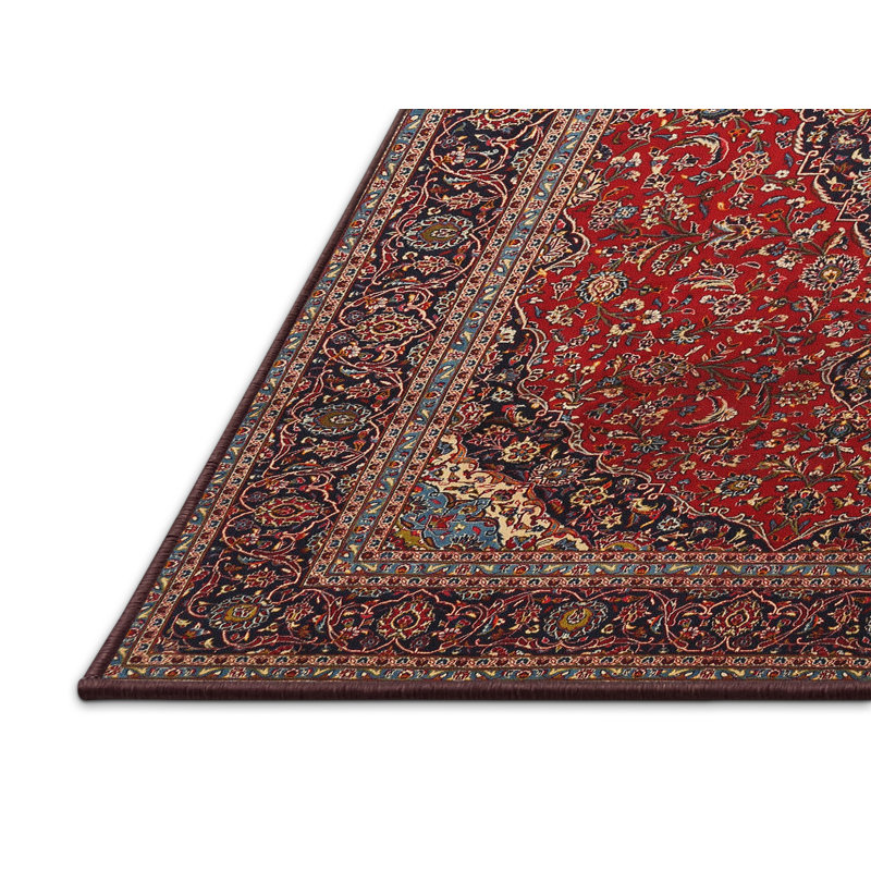 Tapis traditionnel rouge / bleu Barker Ridge, Rectangle 2 pi x 5 pi