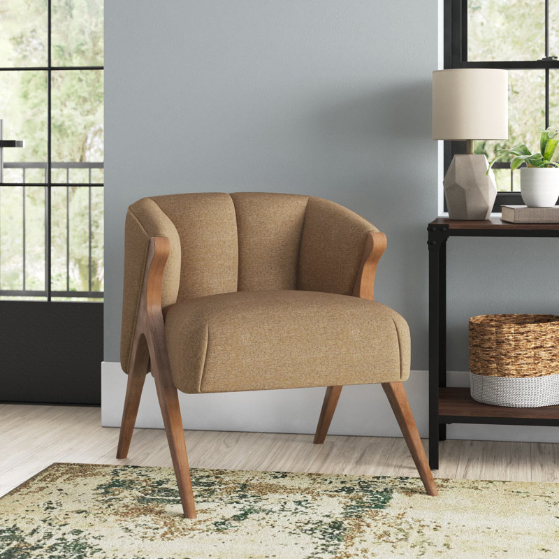 Riceboro 27'' Wide Barrel Chair, Cream Fabric