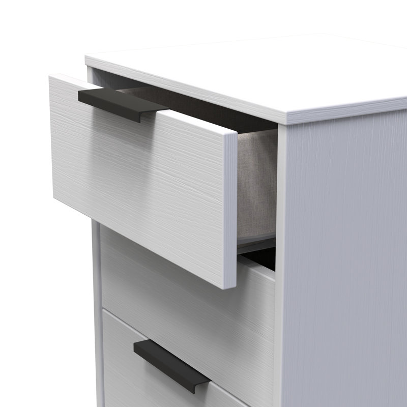 Turah 5 Drawer Bedside Cabinet (Ready Assembled), Grey Ash