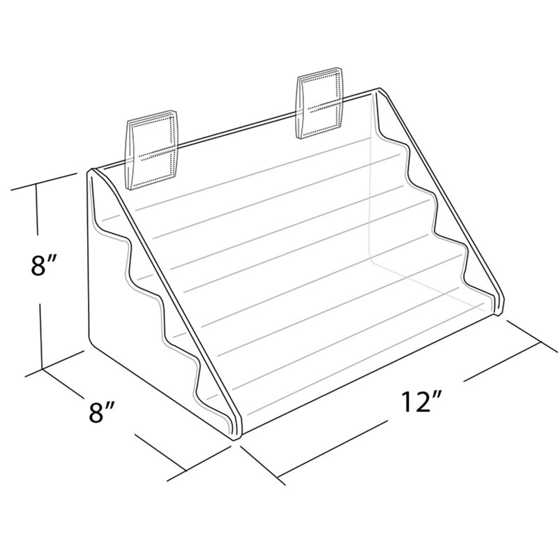 Présentoir de comptoir à quatre niveaux pour tablettes, largeur 12 po