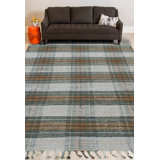 Tapis vert en jute tissé à plat One Plaid