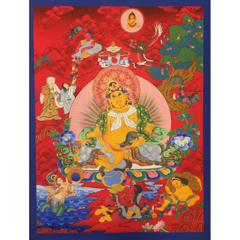 Dzambala (Thangka sans brocart) | Gouache et couleurs acryliques sur toile de coton