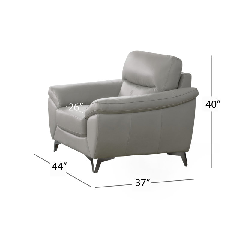 Sorenson Upholstered Armchair, Gray Genuine Leather