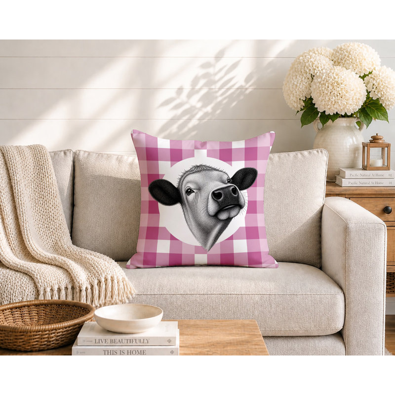 Coussin réversible intérieur / extérieur Cow, 18 x 18, Magenta