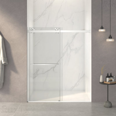 56-60"W X 70"H Frameless Design Double Sliding Opening Shower Door -5/16" (8Mm) Thick Clear Tempered Glass,Double Side Easy Clean Coat