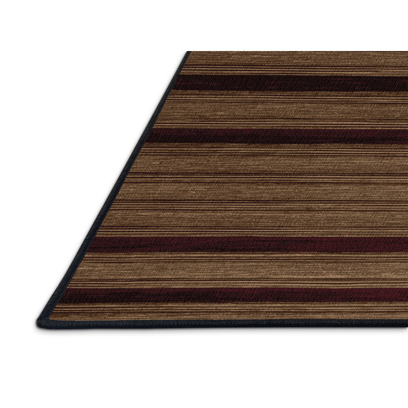 Tapis brun à rayures horizontales lavable à la machine, Tapis de couloir 2 pi x 4 pi