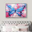 «Pink and Blue Butterfly Strokes Rustic», reproduction sur toile-94585367-94585366