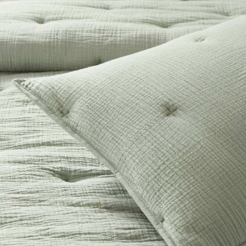 Housse de taie décorative européenne en mousseline de coton avec taies décoratives matelassées, Green
