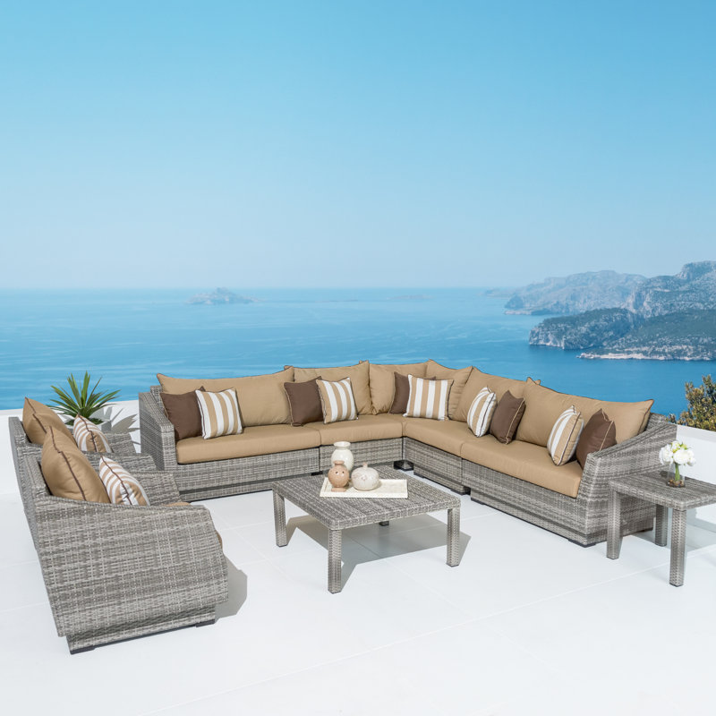 Ensemble de conversation modulaire avec coussins Sunbrella Fionnula, Toile Sunbrella® beige chiné