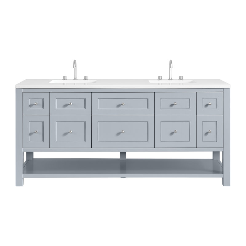 Breckenridge 72'' W Double Vanity, White Zeus, 8" Widespread, Serenity Blue