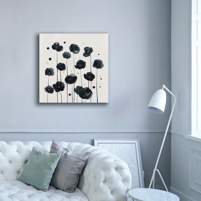 «Black Poppies» par Svetlana Aleynikova, art mural sur toile, H 37 po x l 37 po