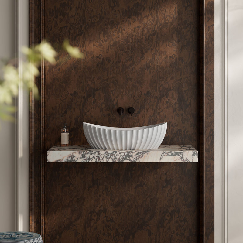 Lavabo de salle de bain à surface solide en lingot 24 "x 14" MonBlari blanc mat, Blanc mat