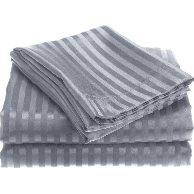 Microfiber Striped Sheet Set, Gray, Twin